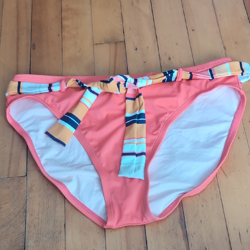 Jantzen Coral and Pink Bikini Bottom  Striped Belt Never Worn